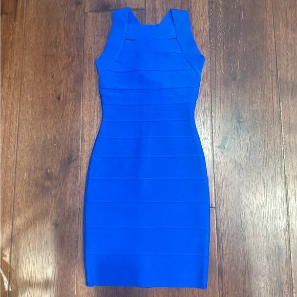 NWT HERVE LEGER WOMENS STRAPPY MINI DRESS, SIZE XXS, ROYAL BLUE Mini NWT HERVE LEGER WOMENS STRAPPY MINI DRESS, SIZE XXS, ROYAL BLUE Mini